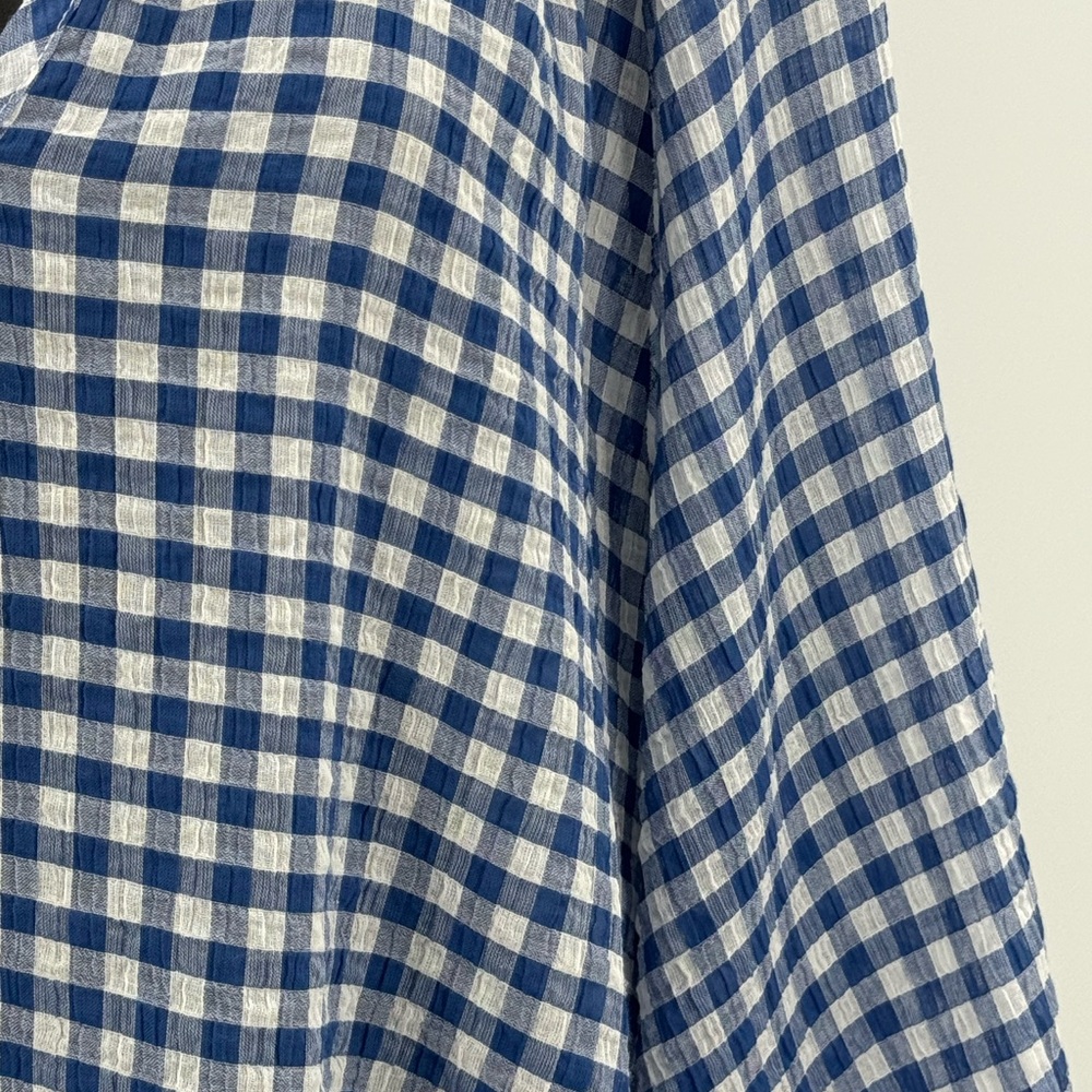Calvin Klein Blue and White Gingham Peasant Blouse - Picture 6 of 10